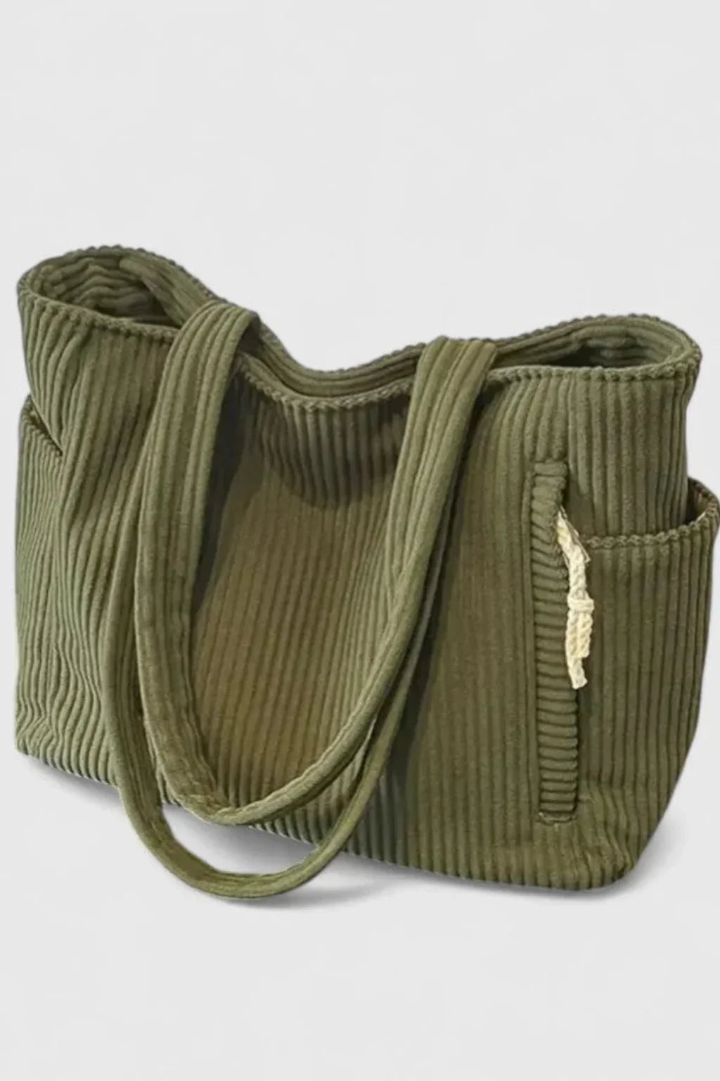 Women's Corduroy Tote Bag - Ribbed Shoulder Handbag with Zip Closure & Pockets