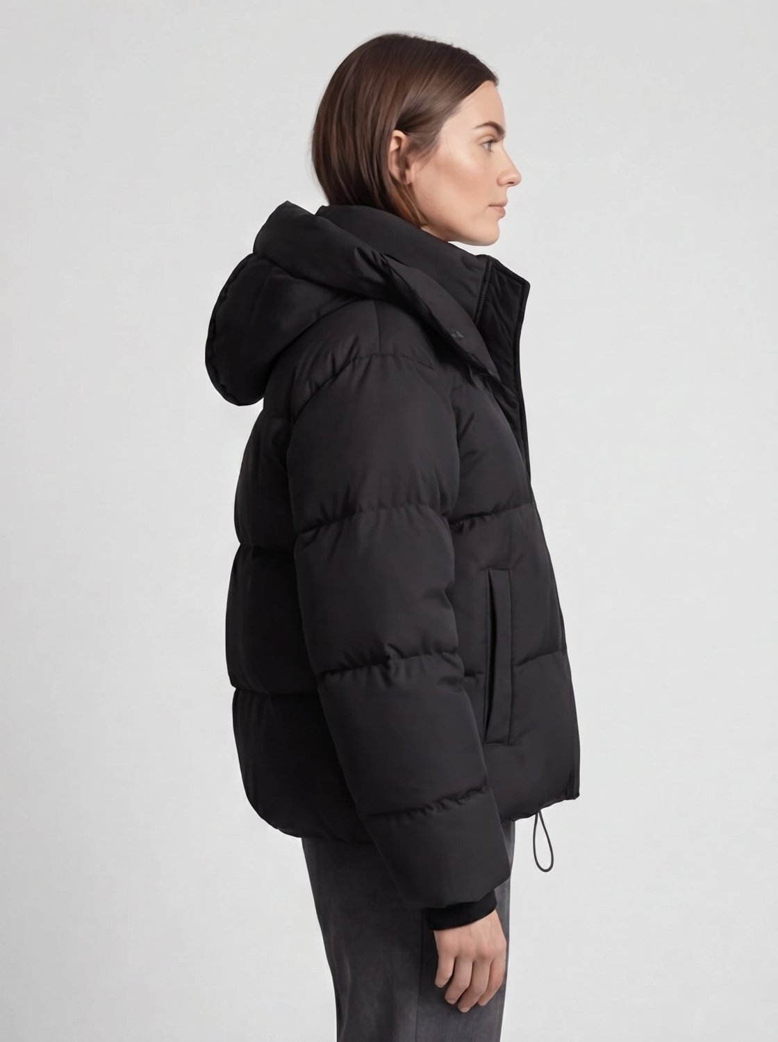Women's Short Hooded Puffer Jacket – Oversized Padded Winter Coat