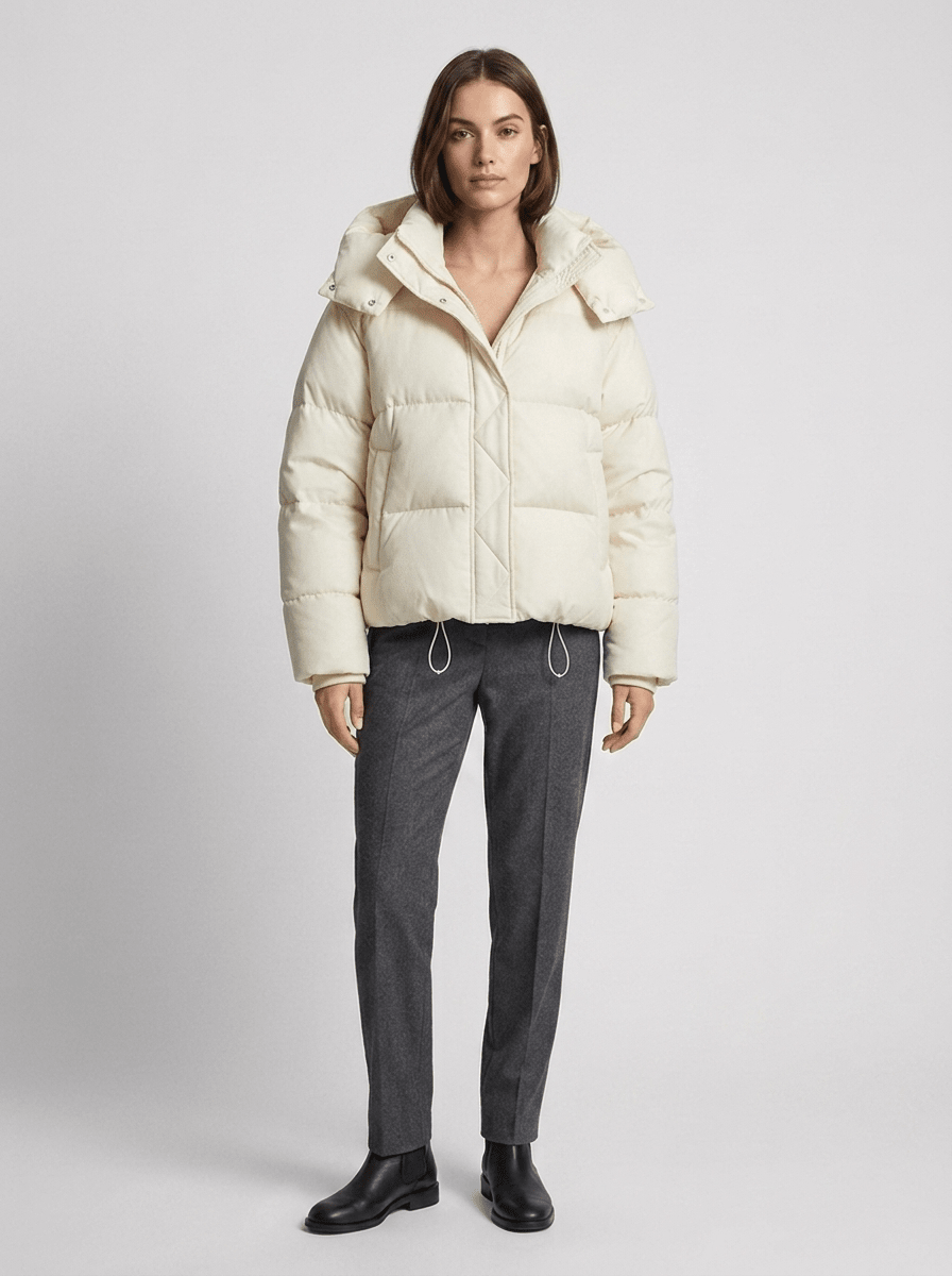 Women's Short Hooded Puffer Jacket – Oversized Padded Winter Coat