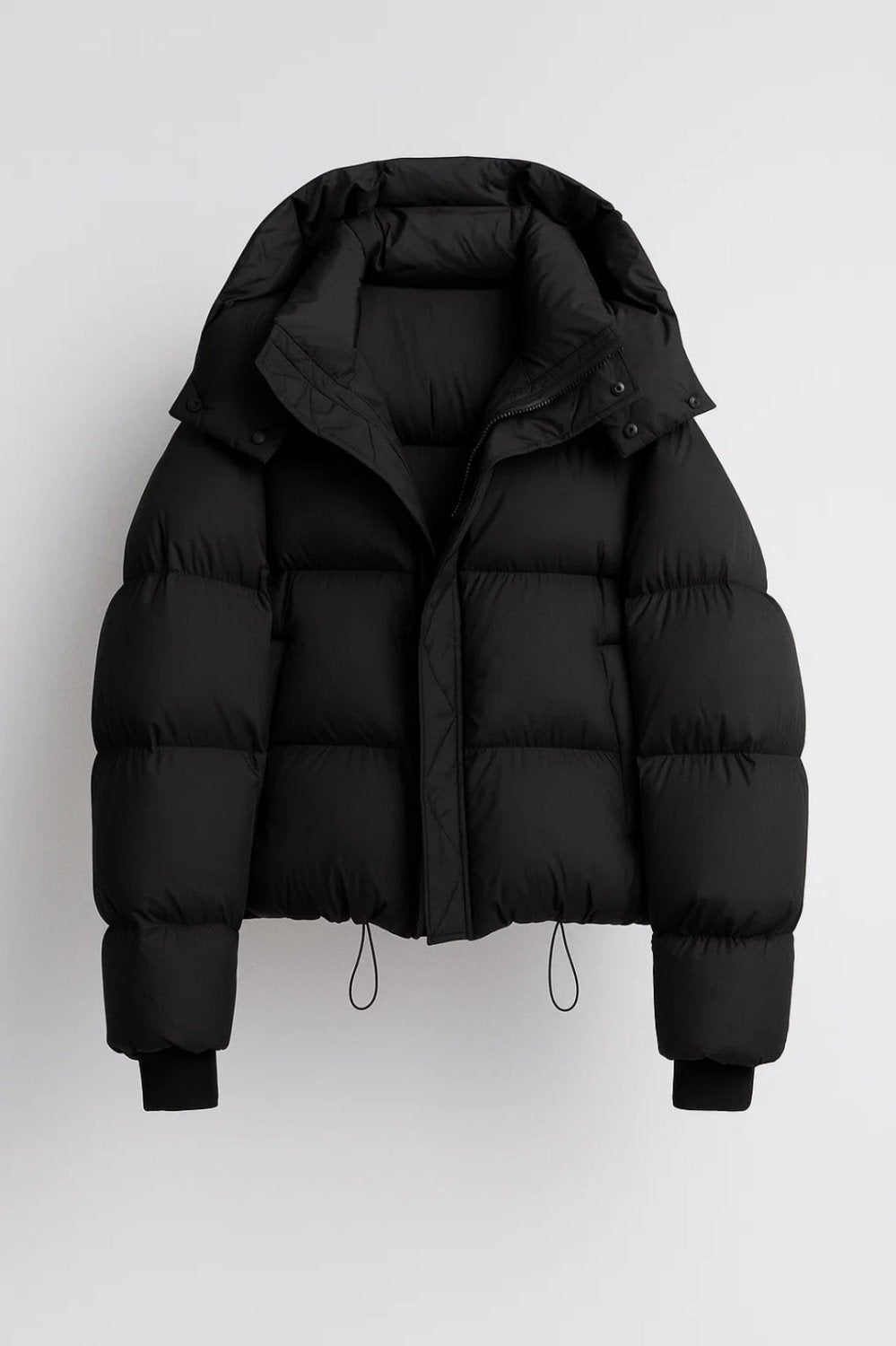 Women's Short Hooded Puffer Jacket – Oversized Padded Winter Coat