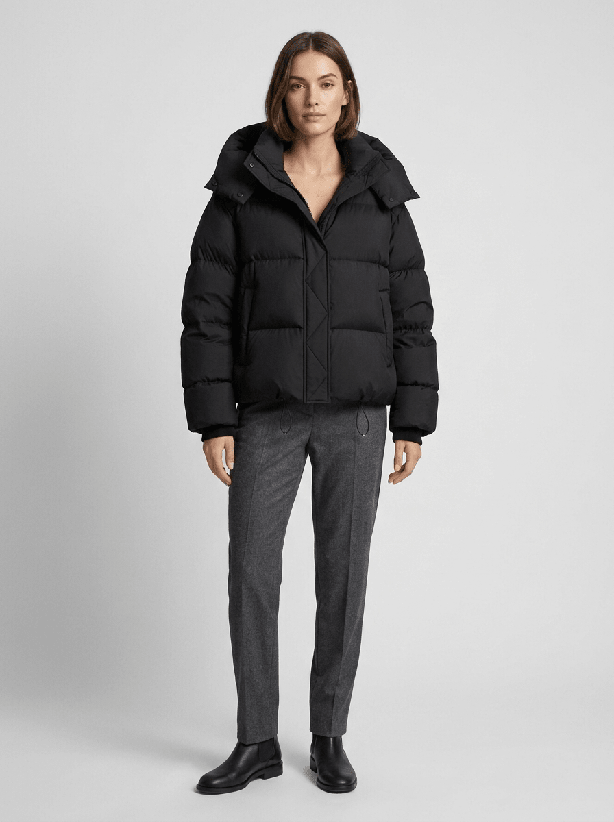 Women's Short Hooded Puffer Jacket – Oversized Padded Winter Coat