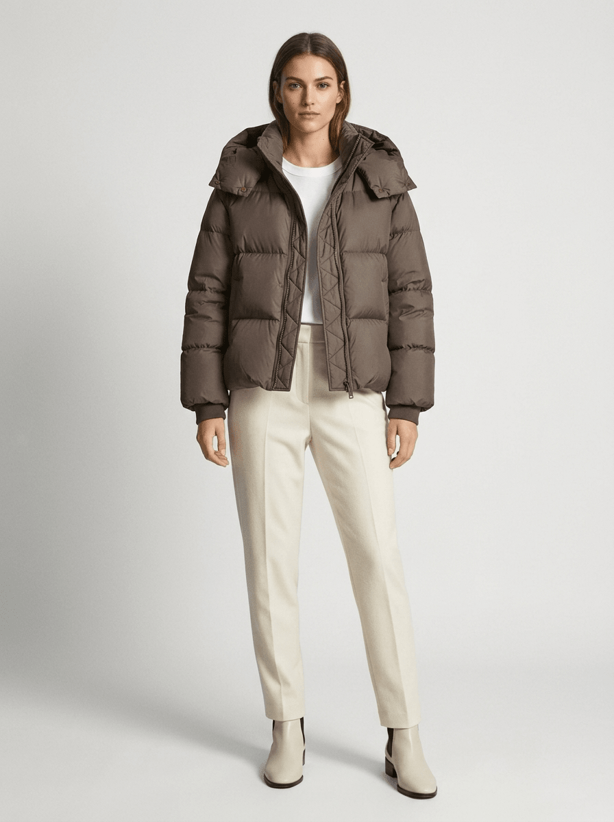 Women's Short Hooded Puffer Jacket – Oversized Padded Winter Coat