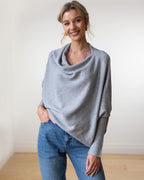 Women's Asymmetric Knit Sweater – Relaxed One-Size Long Sleeve Pullover
