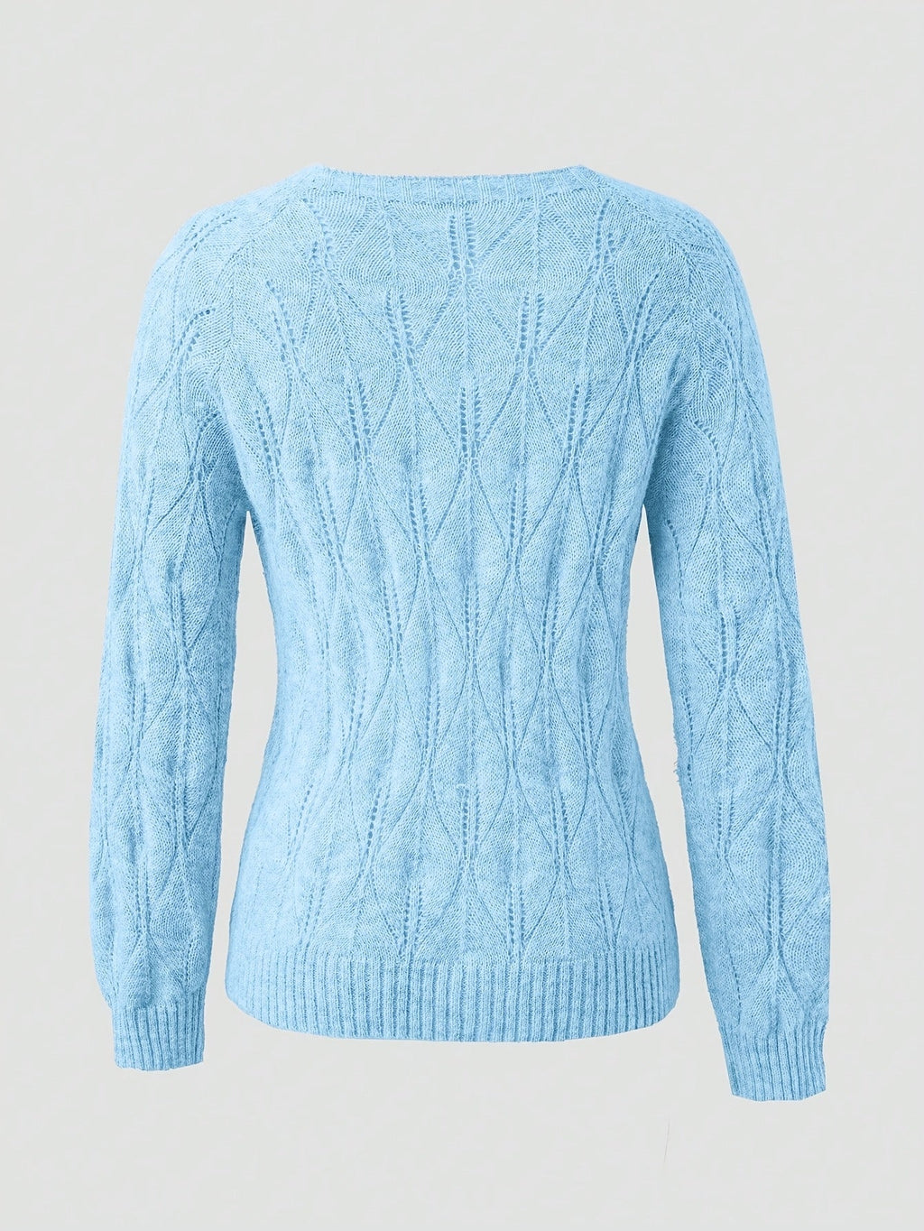 Women's Faux Mink Knit Cardigan – Pearl Button V-Neck Puff Shoulder Sweater