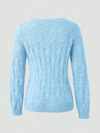 Women's Faux Mink Knit Cardigan – Pearl Button V-Neck Puff Shoulder Sweater