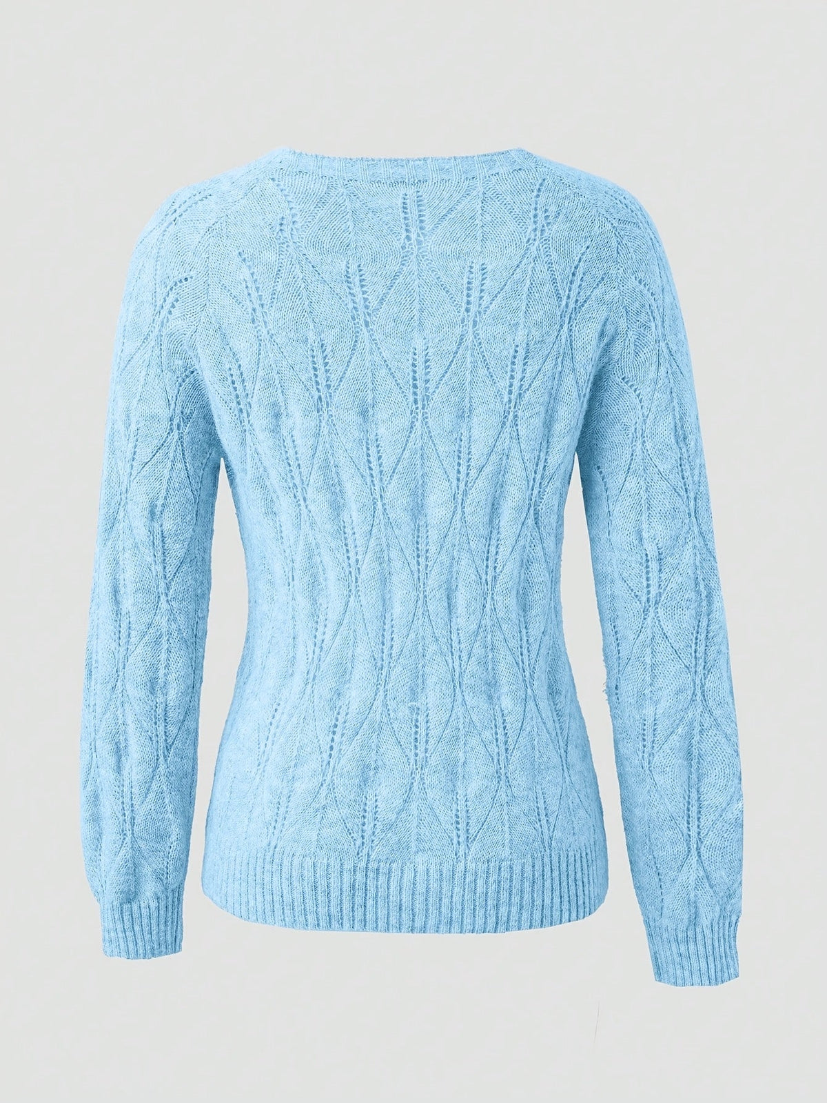 Women's Faux Mink Knit Cardigan – Pearl Button V-Neck Puff Shoulder Sweater