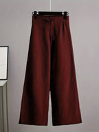 Women's Ribbed Knit Sweater and Wide-Leg Pants Set – Two-Piece Lounge Outfit