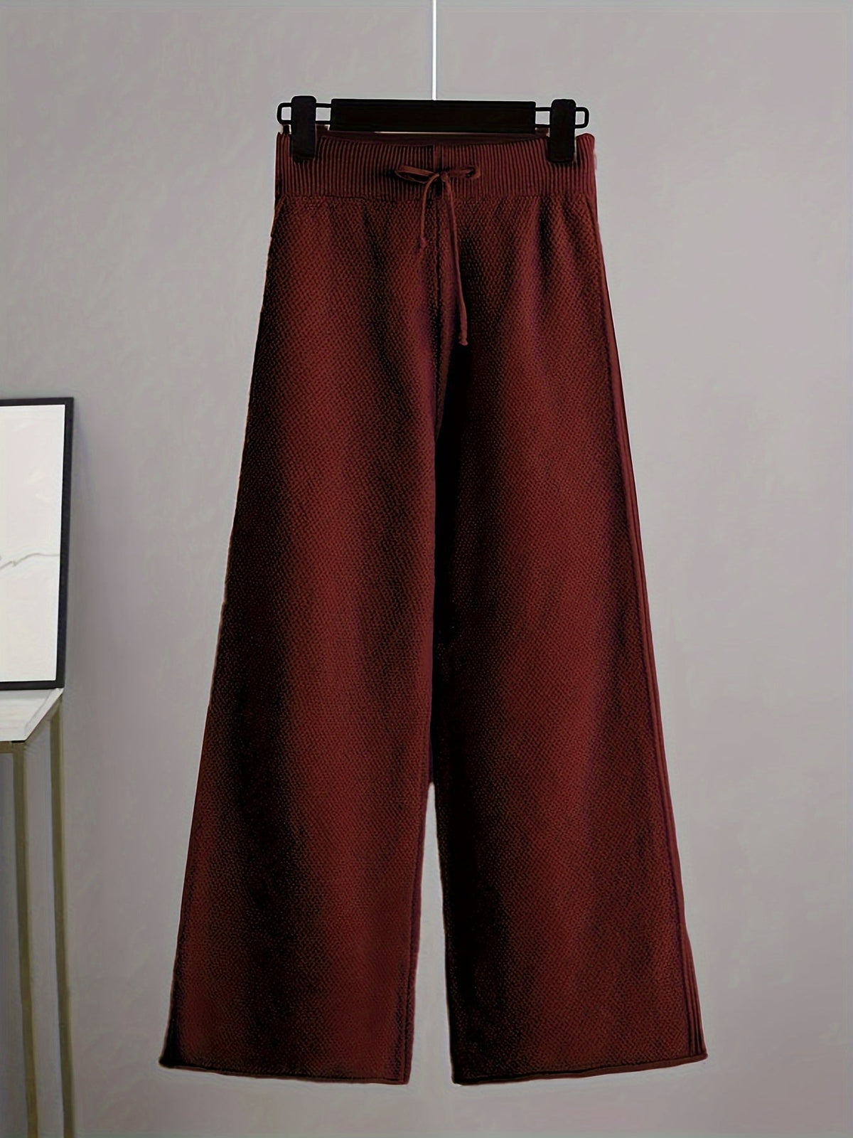 Women's Ribbed Knit Sweater and Wide-Leg Pants Set – Two-Piece Lounge Outfit