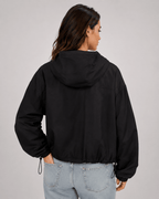 Women's Loose-Fit Hooded Windbreaker – Lightweight Long Sleeve Jacket