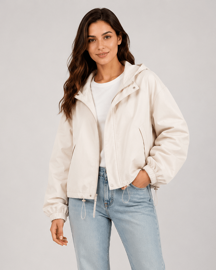 Women's Loose-Fit Hooded Windbreaker – Lightweight Long Sleeve Jacket