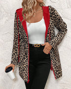 Women's Reversible Coat – Solid and Leopard Print Two-in-One Jacket