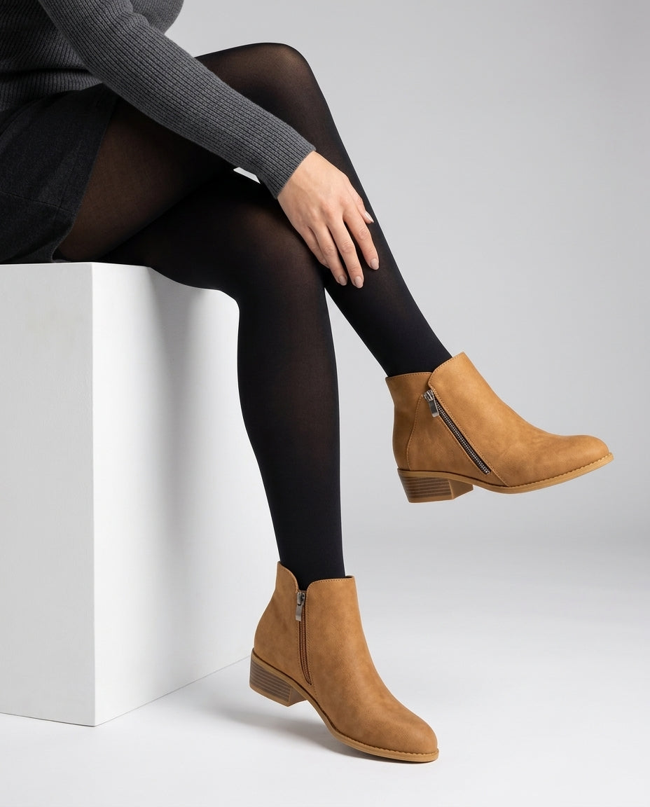 Women's Block Heel Ankle Boots – Low Heel Everyday Booties in 5 Colors