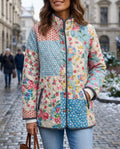 Women's Floral Quilted Jacket – Relaxed Fit Lightweight Padded Layer