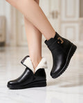 Women's Faux Leather Winter Boots – Warm Lined Slip-Resistant Sole Boots