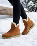 Women's Fleece Lined Platform Boots – Slip-On Cushioned Winter Ankle Boots