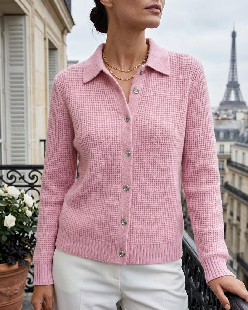 Women's Ribbed Knit Collared Button Sweater – Relaxed Polo-Style Knit Top