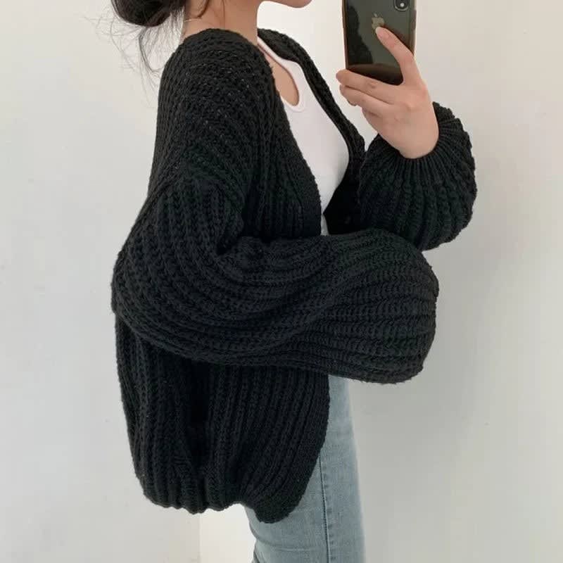 Women's Oversized Chunky Knit Cardigan – Open Front Long Sleeve Sweater