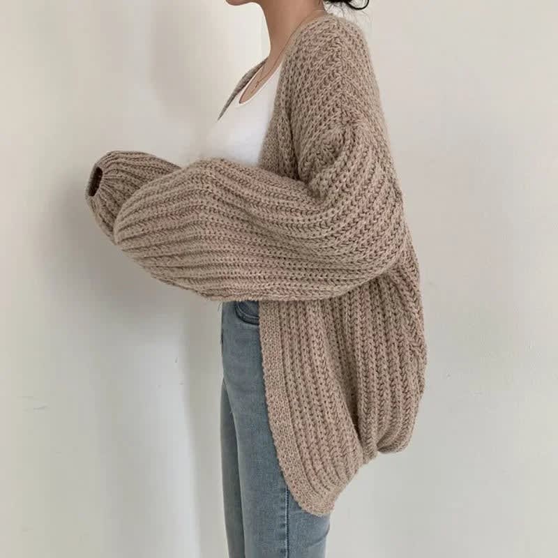 Women's Oversized Chunky Knit Cardigan – Open Front Long Sleeve Sweater