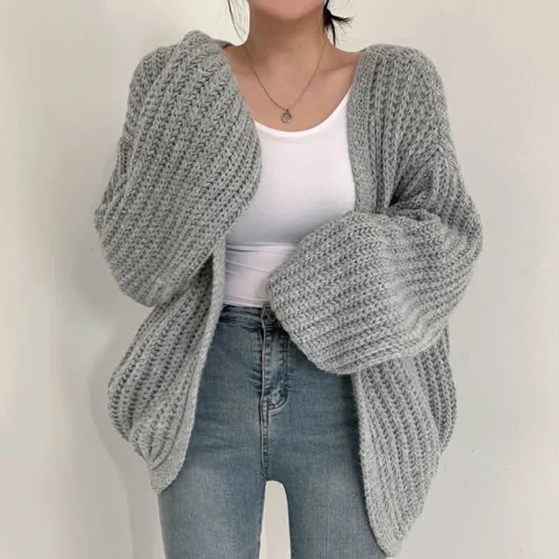 Women's Oversized Chunky Knit Cardigan – Open Front Long Sleeve Sweater