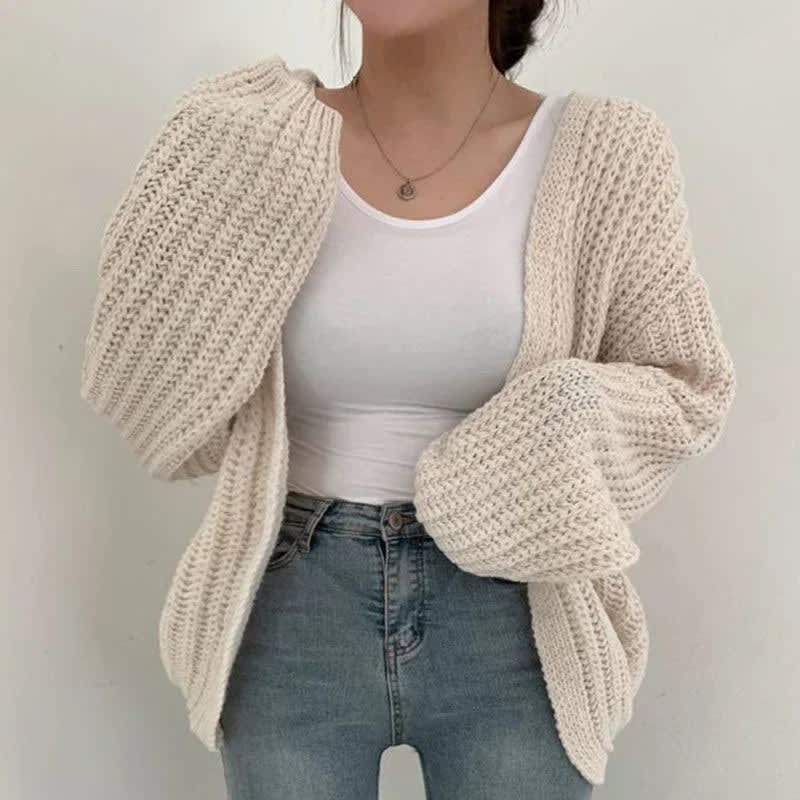 Women's Oversized Chunky Knit Cardigan – Open Front Long Sleeve Sweater