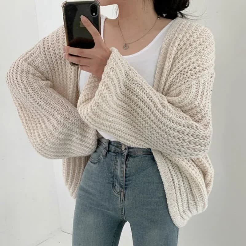 Women's Oversized Chunky Knit Cardigan – Open Front Long Sleeve Sweater