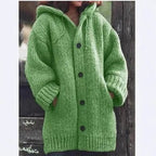 Women's Button-Up Hooded Cardigan – Relaxed Knit Sweater Jacket