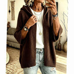 Women's Hooded Batwing Cardigan – Oversized Open-Front Knit Sweater