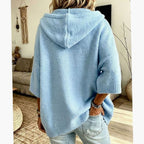 Women's Hooded Batwing Cardigan – Oversized Open-Front Knit Sweater