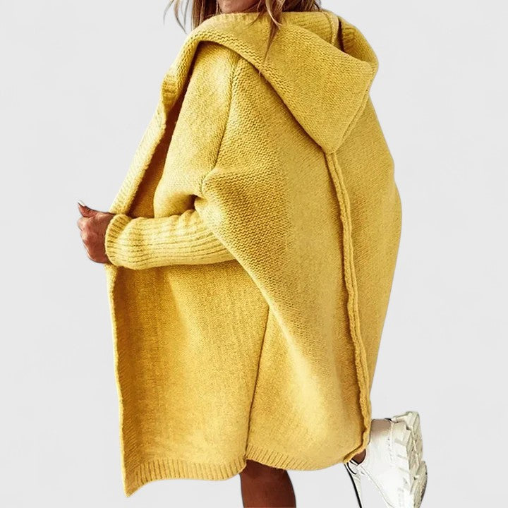 Women's Oversized Hooded Longline Cardigan – Soft Draped Knit Layer