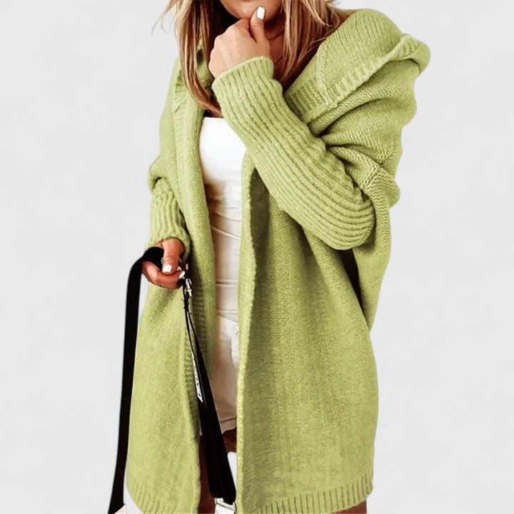 Women's Oversized Hooded Longline Cardigan – Soft Draped Knit Layer