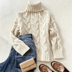 Donna | Women Chunky Cable Knit Turtleneck Sweater