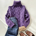 Donna | Women Chunky Cable Knit Turtleneck Sweater
