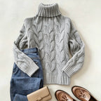 Donna | Women Chunky Cable Knit Turtleneck Sweater