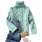 Donna | Women Chunky Cable Knit Turtleneck Sweater
