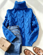 Donna | Women Chunky Cable Knit Turtleneck Sweater