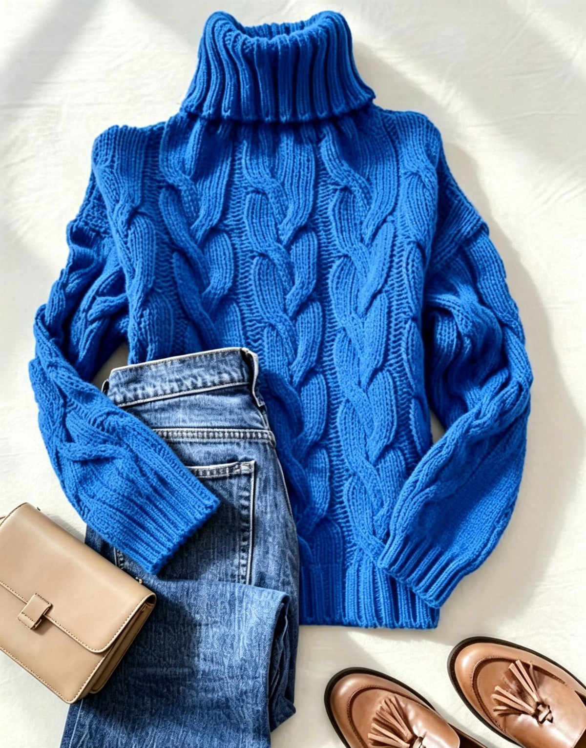 Donna | Women Chunky Cable Knit Turtleneck Sweater