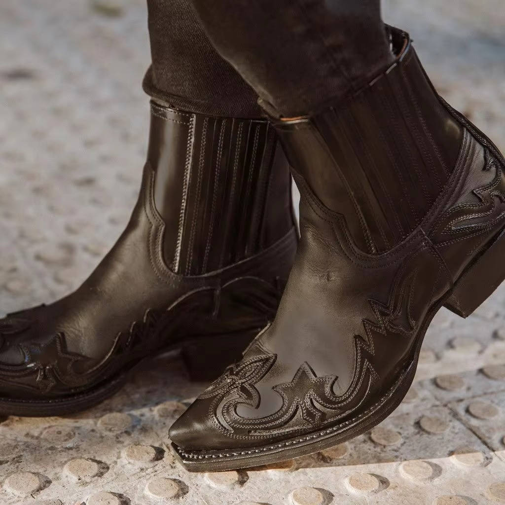 Women's Classic Cowgirl Ankle Boots – Western Booties for Jeans and Dresses