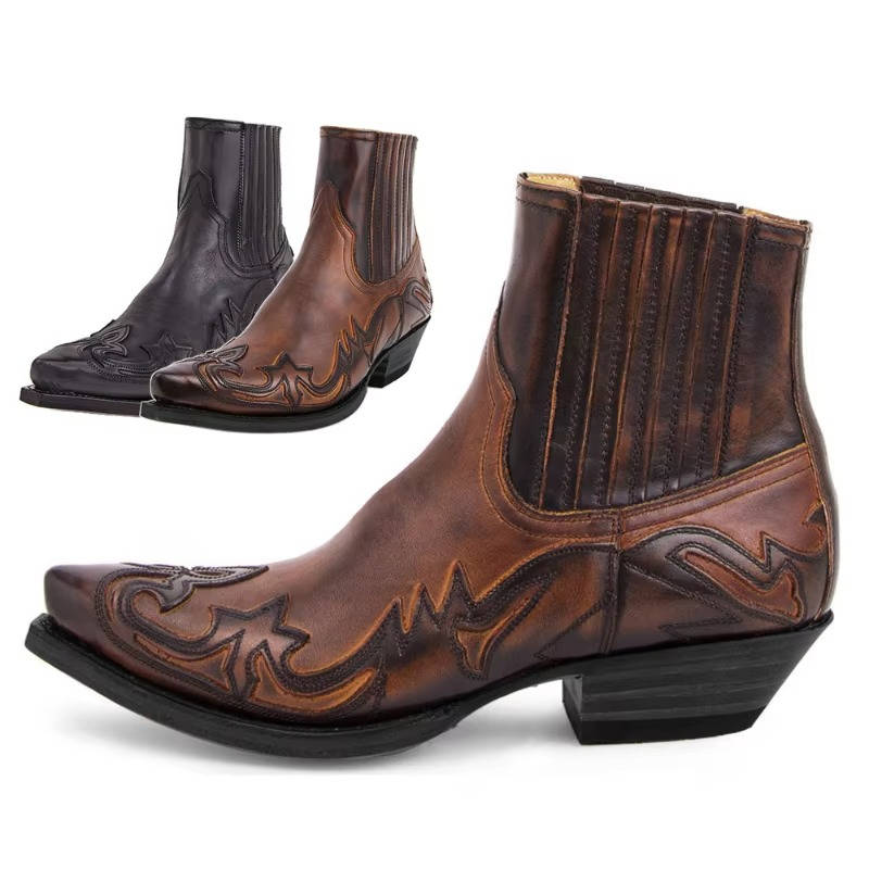 Women's Classic Cowgirl Ankle Boots – Western Booties for Jeans and Dresses