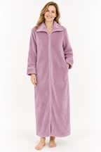 Gwen | Women Long Zip Front Flannel Fleece Robe