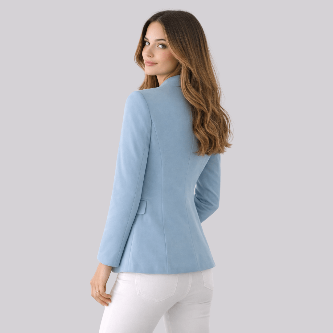 Women's Slim-Fit Notched Lapel Blazer – Button-Front Office Jacket