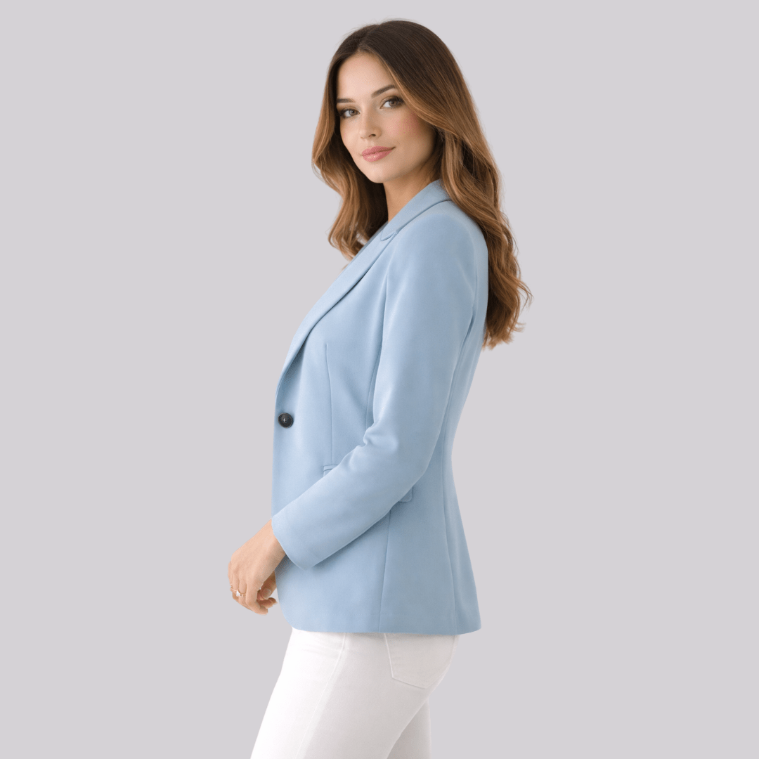 Women's Slim-Fit Notched Lapel Blazer – Button-Front Office Jacket