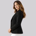 Women's Slim-Fit Notched Lapel Blazer – Button-Front Office Jacket