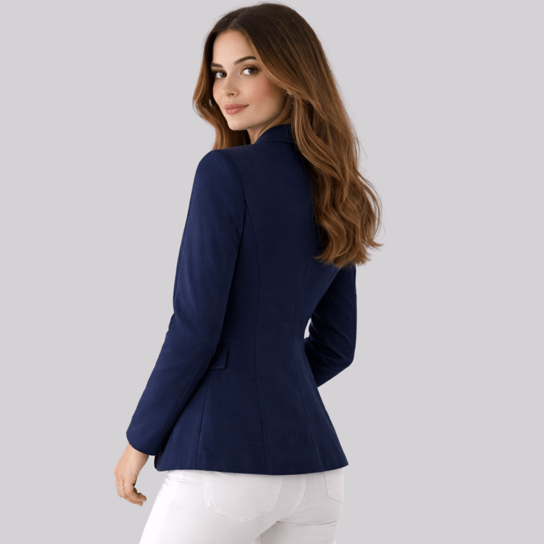 Women's Slim-Fit Notched Lapel Blazer – Button-Front Office Jacket