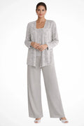 Harriet | Women Sequin Lace Three Piece Wide Leg Trouser Suit