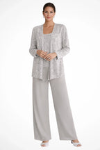 Harriet | Women Sequin Lace Three Piece Wide Leg Trouser Suit