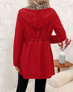Women's Reversible Coat – Solid and Leopard Print Two-in-One Jacket
