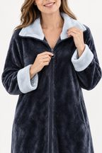 Gwen | Women Long Zip Front Flannel Fleece Robe