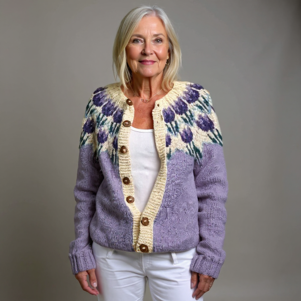 Women's Nordic Pattern Knit Cardigan – Vintage Style Patterned Sweater