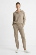 Adeline | Women Polo Collar Knit Sweater and Harem Pants Two Piece Set