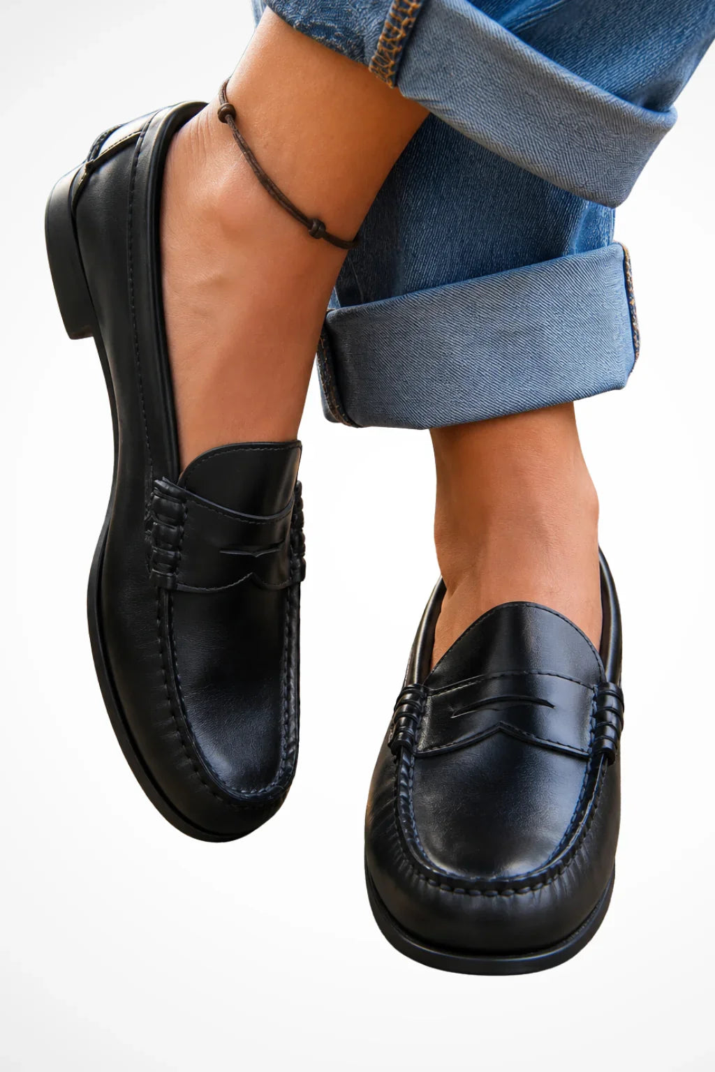 Womens Penny Loafer Shoes – Ladies Brown Leather Slip-On Comfort Loafers